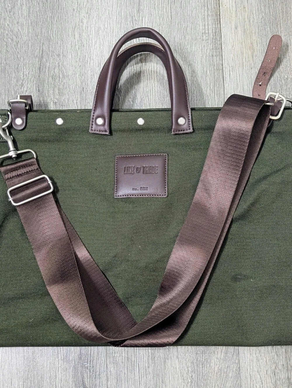 Line of Trade Olive Green Canvas Weekender with Brown Trim